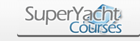 The original SuperyachtCourses.com logo — a blue swoosh mark next to the wordmark in a rounded grey box